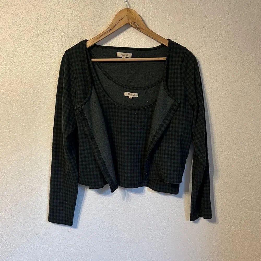 Madewell Gingham Jacquard Cardigan Twin Set XL